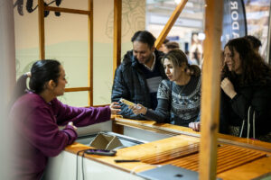 Business networking at trade fair