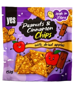 Peanut chips with cinnamon and  dried apples