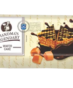 Wafers with caramel filling and chocolate glaze