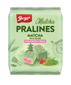 Matcha pralines with strawberry